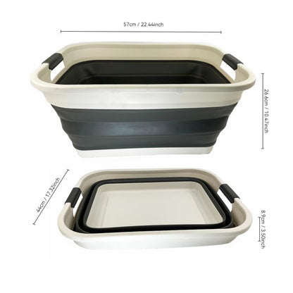 SAMMART 41L (10.8 gallons) Collapsible Plastic Laundry Washing Tub/Basket-Foldable Pop Up Storage Container/Organizer-Portable Laundry Hamper-Space Saving (1, Grey/Washed Black) - color: Grey/Washed Black