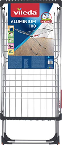 Vileda Clothes Airer, Aluminium, White, 58,5 x 19,5 x 131 cm - size: 58,5 x 19,5 x 131 cm