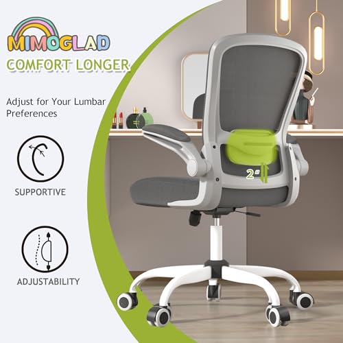 Mimoglad Home Office Chair, High Back Desk Chair, Ergonomic Mesh Computer Chair with Adjustable Lumbar Support and Thickened Seat Cushion - color: Dim Gray
