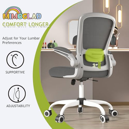 Mimoglad Home Office Chair, High Back Desk Chair, Ergonomic Mesh Computer Chair with Adjustable Lumbar Support and Thickened Seat Cushion - color: Dim Gray