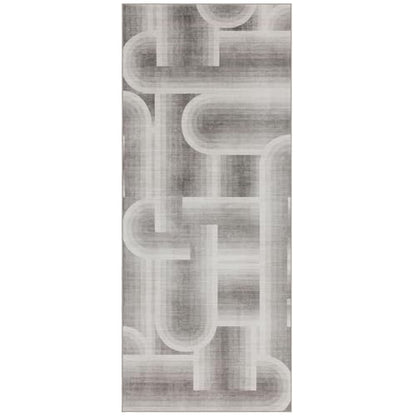Machine Washable Area Rug Runner - Living Room Bedroom Bathroom Kitchen Entryway Office - Non-Slip Baking Low Pile Stain Resistant Premium - Modern Geometric - Lyra - Beige 2'6" x 6' - color: Lyra - Beige, size: 2'6" x 6' (Rectangular)