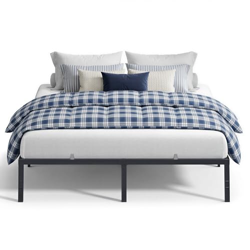 VASAGLE King Metal Bed Frame 16 Inches Tall, 1100 lb Weight Capacity, No Box Spring Needed, with Under-Bed Storage, Easy Setup, Heavy-Duty Platform Bed, Mattress Retainers, Matte Black URMB664BD02S - size: King, style: 16 Inch