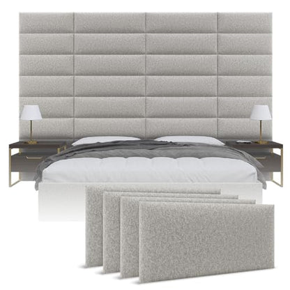 Vänt Wall Mounted Headboard Panels, Queen/Full, Faux Merino Wool Grey - color: Faux Merino Wool Grey, size: 30"