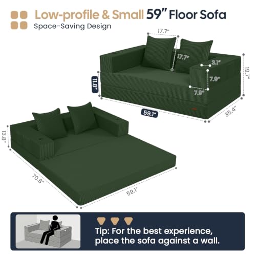 COMAX Futon Sofa Bed, Convertible Sofa Bed, Folding Boneless Couches