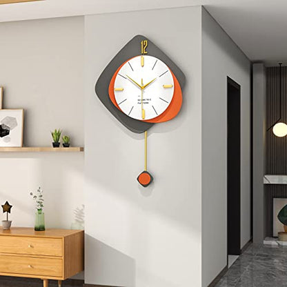 FLEBLE Large Wall Clocks for Living Room Decor Big Modern Clock Decortive | Analog Battery Operated for Home Bedroom Office Kitchen Bathroom 20inch Unique Wood Hanging Clock Pendulum Silent Non-Ticking - size: 20*30in