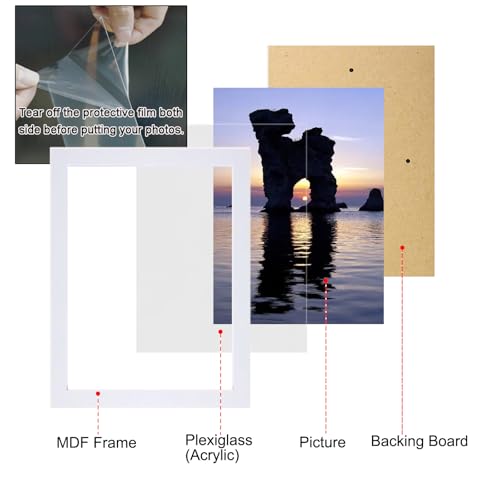 xnlkros Picture Frame Set 10 pack, Farmhouse Photo Frames, Gallery Wall Frame Collage, 8x10 5x7 4x6 Frames in 3 Different Finishes Picture Frames For Wall or Desk, White - color: White