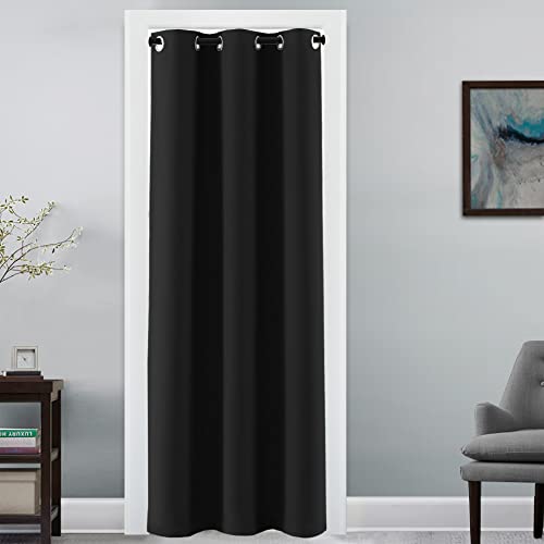 H.VERSAILTEX Doorway Curtain Blackout Closet Door Curtain Room Divider Window Treatment Curtain for Bedroom Thermal Insulated Privacy Drape Soundproof Grommet, 42 x 80 inches, 1 Panel, Black - color: Jet Black, size: 42"W x 80"L (Pack of 1)