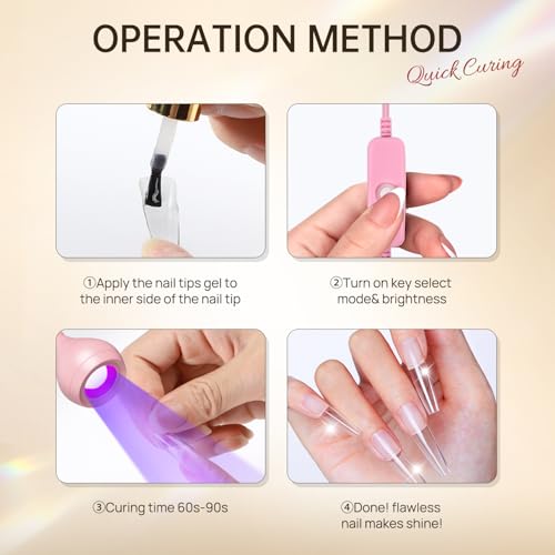 AORAEM LED Nail Lamps Flexible Gooseneck Lamp Gel Polish Curing Light Pink | Quicky Dry Nail Manicure Dryer Plug Play Portable Flash Cure Light for Gel Nails Home DIY Professionals - color: Pink