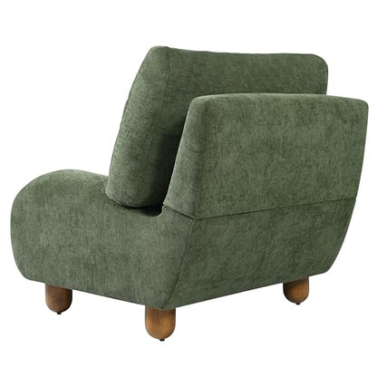 Merax Curved Accent Chair, Modern Armless Lounge Chair with Upholstered Seat, Rounded Backrest and Wood Legs, Single Sofa Seating for Living Room, Bedroom, Reading Nook, Green - color: Green