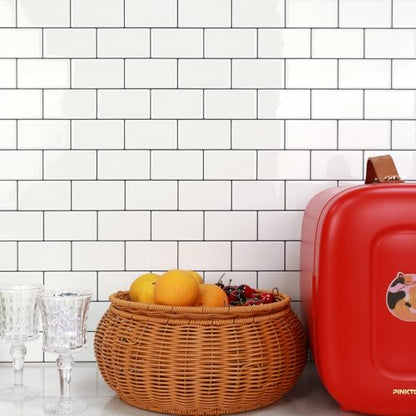 STICKGOO Subway Tile Peel and Stick Backsplash, Thicker Design 12" x 12" Stick on Backsplash Tiles for Kitchen, Bathroom, Wall Tile (10 Sheets, Warm White with Grey Grout) - color: Warm White With Grey Grout