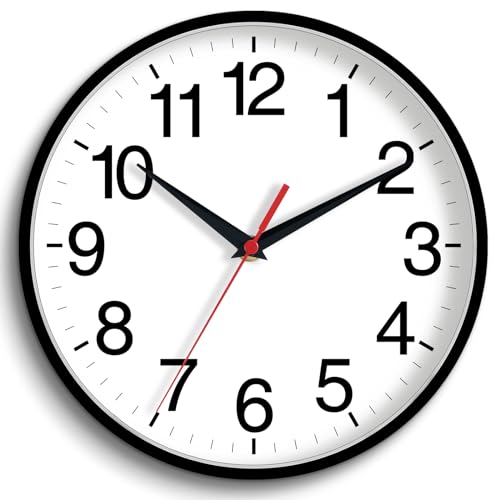 Wall Clock Analog 16 Inch Black Battery Operated Silent Clock | Easy To Read, Non Ticking, Round, Accurate, Kitchen, Living Room, Classroom, Office, School - color: A_black, size: 16 Inch