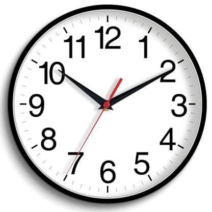 Wall Clock Analog 16 Inch Black Battery Operated Silent Clock | Easy To Read, Non Ticking, Round, Accurate, Kitchen, Living Room, Classroom, Office, School - color: A_black, size: 16 Inch