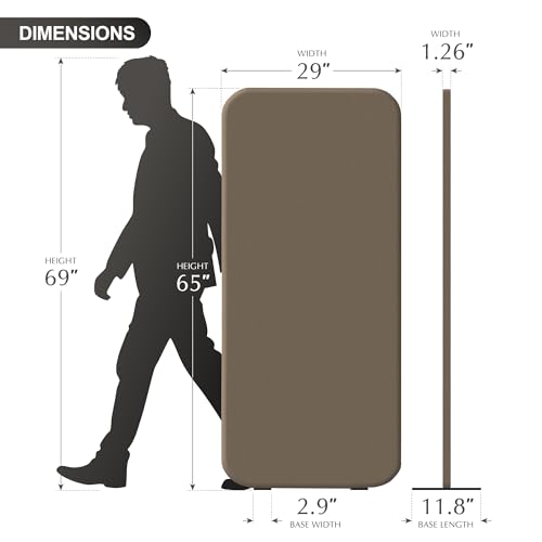 DECOLAB Standing Room Partition, Portable Wall Panel, 29"x65", Taupe | Space Privacy Divider. For Studio Apartment, Office, Home, Classroom. Scratch Resistance. - color: Taupe