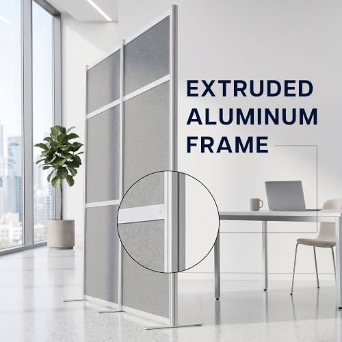 VIVO Dark Gray Freestanding 76 x 84 inch Privacy Panel, PP-MWS84D | Modular Wall System, 2 PET Panels, Modern Professional Office Cubicle Dividers, Privacy-Screen, Silver Frame