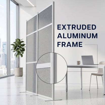 VIVO Dark Gray Freestanding 76 x 84 inch Privacy Panel, PP-MWS84D | Modular Wall System, 2 PET Panels, Modern Professional Office Cubicle Dividers, Privacy-Screen, Silver Frame
