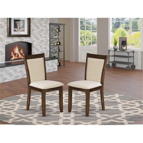 East West Furniture MZCNT32 Monza Parson Chairs - Light Beige Linen Fabric Upholstered Dining Chairs, Set of 2, Antique Walnut - color: Mzcnt32