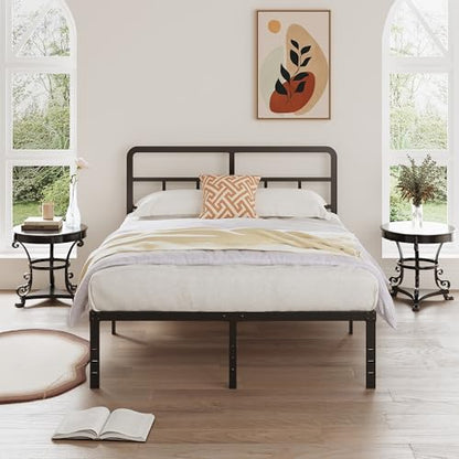 DiaOutro 16 Inch Full Size Metal Bed Frame with Headboard, Black | Heavy Duty Bed For Kids Adults, Steel Slat Supports No Box Spring Needed, Easy Assembly, Noise Free - size: Full, style: 16 Inch