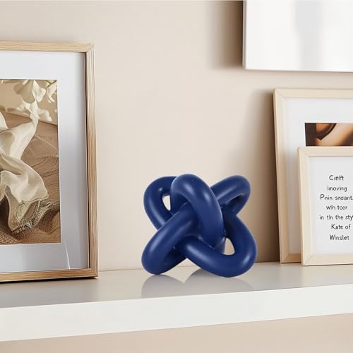 DOVDOV Blue Knot Sculpture, Three Knot Sculptures, Blue Home Decor Accents, Knot Sculptures for Rustic-Style Coffee Tables, Living Room Dining Tables, Entrance Hall Shelves, and Small Decorations. - color: Blue