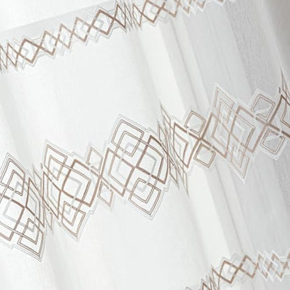 SLEEP ZONE Sheer Curtains for Living Room and Bedroom, Embroidered Sheer Curtains White Sheer Curtain 42 × 63 inch Length of 2 Panels, Off-White Lattice - color: White Lattice, size: 42"W×63"L
