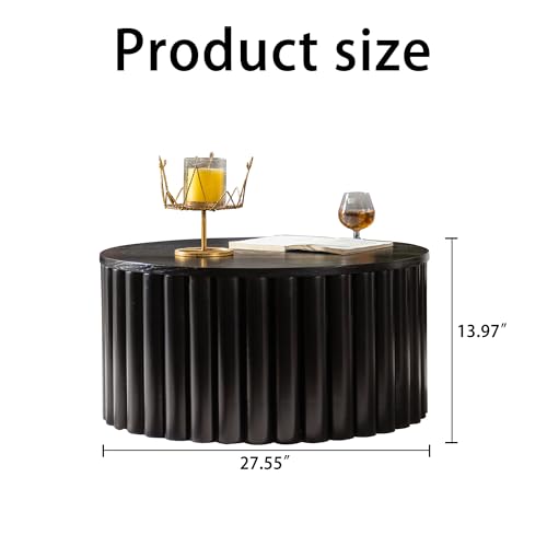 27.56" Round Lift-Top Coffee Table with Hidden Storage & Sturdy Pedestal, Modern Wooden Center Accent End Tea Table, No Need Assemble, Black - color: 27.56" Round Lift-top, Black