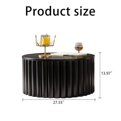 27.56" Round Lift-Top Coffee Table with Hidden Storage & Sturdy Pedestal, Modern Wooden Center Accent End Tea Table, No Need Assemble, Black - color: 27.56" Round Lift-top, Black