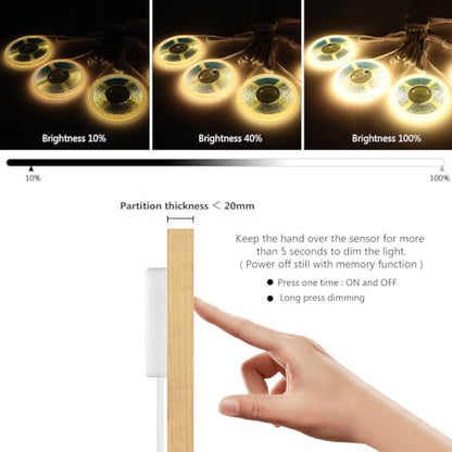 AIMENGTE 12V COB LED Cabinet Lights Strip, 6 x 3.3ft Touch Dimmable 3000K Warm White Lighting for Parallel Wood Slat Wall Panels, Display Cabinets, Wardrobes, Showcases, Shelves - color: Warm White 3000K, size: 6 X 3.3ft