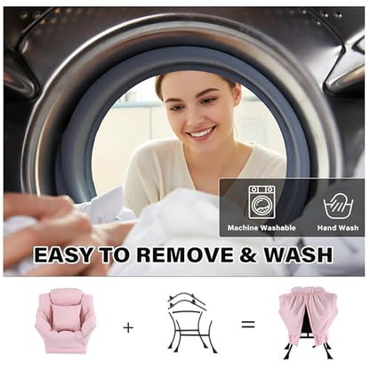 Lazy Chair, Comfy Reading Chair for Bedroom，Pink | Comfy Bedroom Accent Chair with Washable Removable Cover and extra throw pillow for Living Room Dorm - color: Peach Pink-single