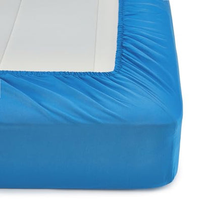Amazon Basics 7-Piece Soft, Easy-Wash Microfiber Kid's Bed-in-a-Bag Bedding Set with Sheet and Comforter, Full/Queen, Blue, Soft Solid - color: Blue, size: Full/Queen