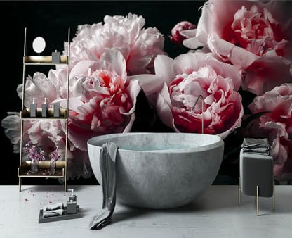 YIHWM-Peel and Stick Pink Flowers Wallpaper Dark Peony Floral Wall Mural | Tear-resistant,with a substantial feel;Will not be damaged during repositioning.Bathroom,Bedroom wallpaper.M-118"x85" - color: Yh10, size: 118"x85"