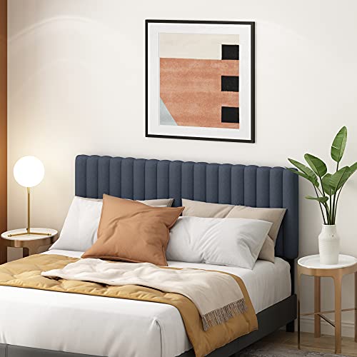 Furinno Roanne Upholstered Tufted Headboard, Queen, Denim - color: Denim, style: Queen-Lines