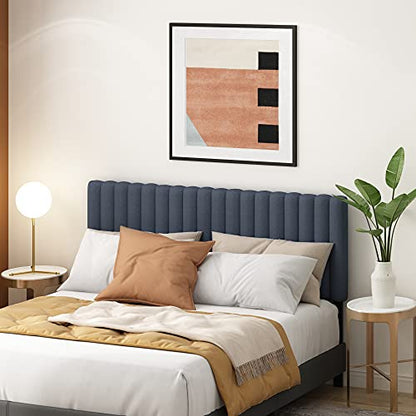 Furinno Roanne Upholstered Tufted Headboard, Queen, Denim - color: Denim, style: Queen-Lines