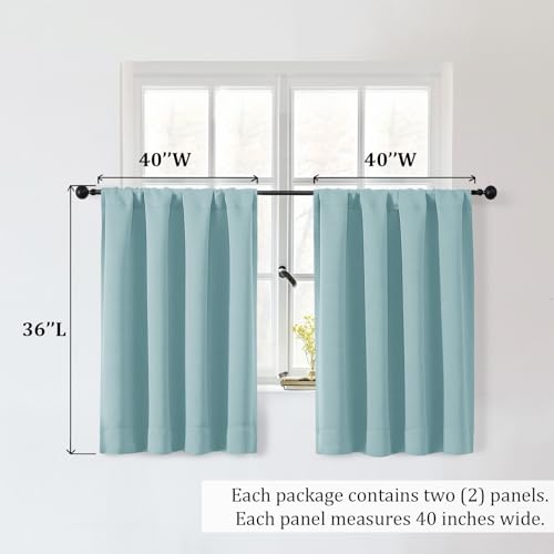 Sally Aqua Kitchen Curtains 36 Inch Length 2 Panels Set, Half Window Rod Pocket Privacy Room Darkening Blackout Curtain Tiers for Kitchen Bathroom, 2 Pcs Each W40 x L36 Inch - color: Aqua, size: 40"W x 36"L (Pack of 2)