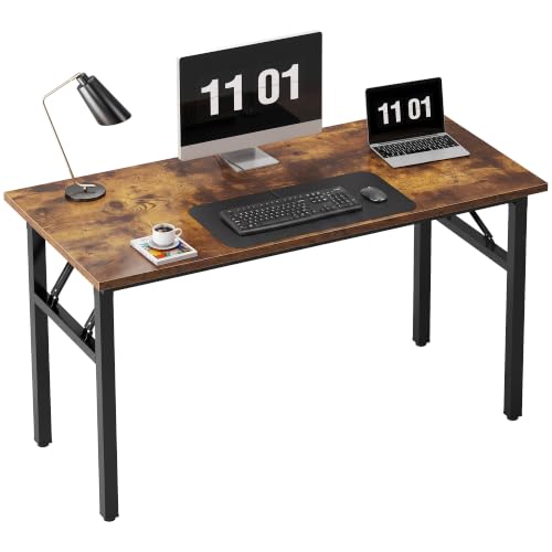 Need 47 inches Computer Desk Office Desk Folding Table with BIFMA Certification Computer Table Workstation, Rustic Brown AC5FB-120 | No-Assembly, Sturdy Foldable Desk for Home Office, Bedroom, Dorm Room, Student Study, Collapsible, Wide, Easy Storage - co
