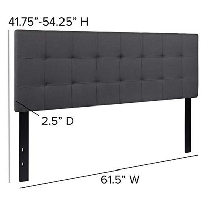 EMMA + OLIVER Dark Gray Queen Quilted Tufted Headboard | Adjustable Bed Rail Slots, Fabric Upholstered - color: Dark Gray, size: Queen