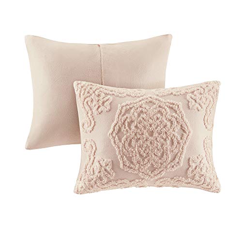 Madison Park Laetitia Lightweight 100% Cotton Quilt Set, Breathable Chenille Tufted, Shabby Chic Boho Medallion Design, Sham, Floral Blush w/ Tassels, Full/Queen (90 in x 90 in) 3 Piece | Lightweight Bedding Set, Shabby Chic, Boho, Medallion, Floral, Mach