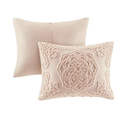 Madison Park Laetitia Lightweight 100% Cotton Quilt Set, Breathable Chenille Tufted, Shabby Chic Boho Medallion Design, Sham, Floral Blush w/ Tassels, Full/Queen (90 in x 90 in) 3 Piece | Lightweight Bedding Set, Shabby Chic, Boho, Medallion, Floral, Mach