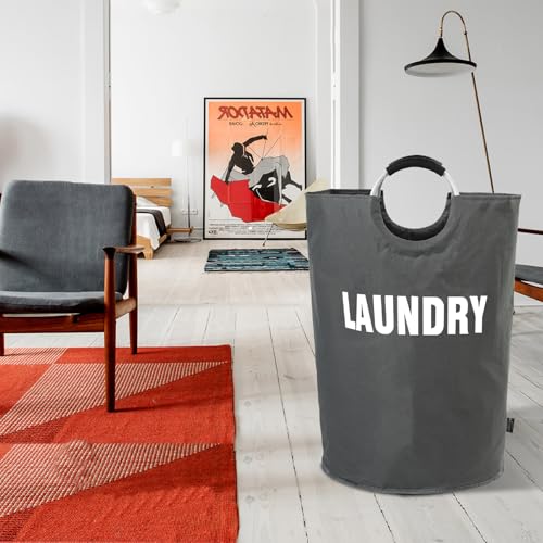 DOKEHOM 160L XX-Large Laundry Basket (7 Colors), Collapsible Laundry Bag, Foldable Laundry Hamper, Folding Washing Bin (Dark Grey, XXL) | Collapsible Hamper - color: Dark Grey, size: 160L