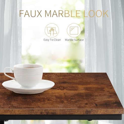 C Shaped Side Table Set of 2, Skinny Sofa Table for Sofa and Bed, Couch Tables That Slide Under, Small End Tables for Living Room, Bedroom or Small Spaces, Rustic Brown - color: Rustic Brown