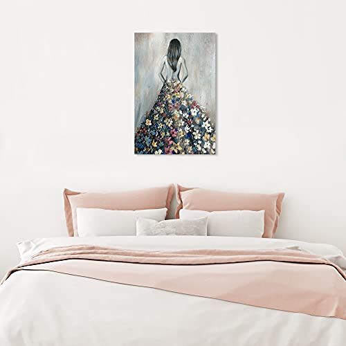 Oliver Gal Girl with Flower Thoughts Canvas Print Wall Art for Living Room, Bedroom, and Bathroom, 16" x 24", Gallery Wrapped - color: Gallery Wrapped, size: 24"L x 16"W