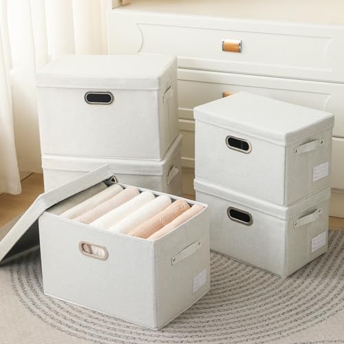 Collapsible Storage Bin with Lid [1-Pack] Fabric Foldable Storage Box Organizer Container Basket Cube with Cover for Home Bedroom Closet Office Nursery Beige(15.3x10x9.7) - color: Beige, size: M(1-Pack)