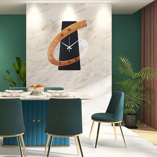 Modern Large Decorative Wall Clock，20 inch Black Silent Non-Ticking Nordic Metal Wall Clocks for Living Room Home Kitchen Bedroom Cafes Office Staircase，Arabic Numerals Quartz Clock((40x50cm) - size: 15.7x19.7IN(40x50cm)