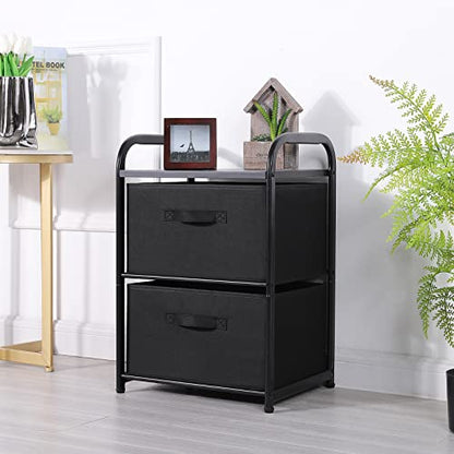 MAX Houser Dresser for Bedroom with 2 Drawers, Wide Chest of Drawers, Fabric Dresser, Storage Organizer Unit with Fabric Bins for Closet, Living Room, Hallway, Nursery,Black | Wide Chest of Drawers, Fabric Dresser, Storage Organizer Unit with Fabric Bins