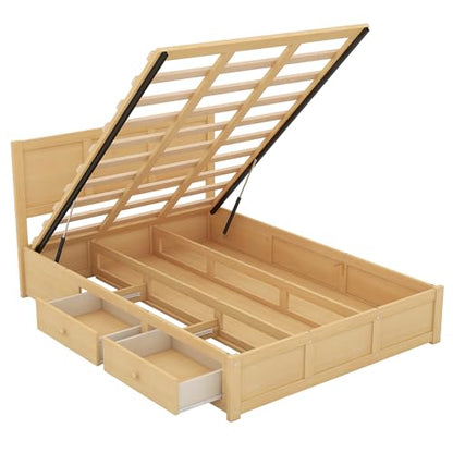Merax Full Size Platform Bed with Underneath Storage and 2 Drawers, Wooden Lift Up Storage Bed Frame with Headboard, No Box Spring Needed