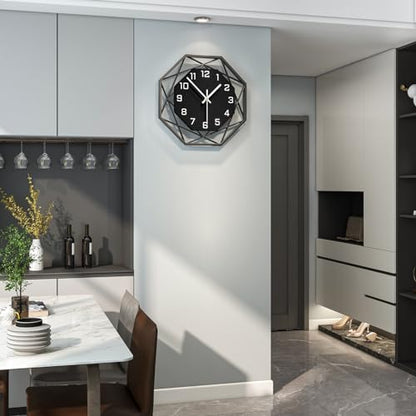 Large Wall Clock for Living Room Decor 16inch Silent Modern Clock | Analog Battery Operated Non Ticking Black Wood Home Decorative Clock Wall for Kitchen Bedroom Office Classroom Bathroom - size: 16 inch