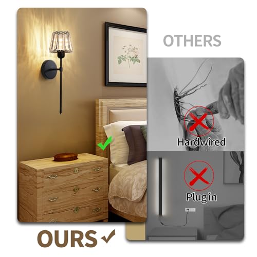 Battery Operated Crystal Wall Sconce Set of 2, Black Rechargeable Wireless Wall Sconces with Remote Dimmable 12 Colors Modes Led Wall Lights, Wall Lamp for Bedroom Living Room Hallway 2 Bulbs Included - color: Black