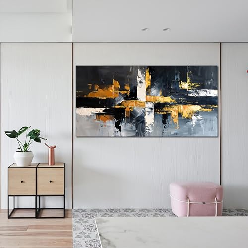 Abstract Canvas Wall Art Decor Large Wall Art for Living Room Black and White Wall Art Prints Gold Artwork for Walls Modern Abstract Art Abstract Canvas Art Wall Decor Bedroom Office Decor 24" X 48" - color: TB-01O, size: 48"L x 24"W