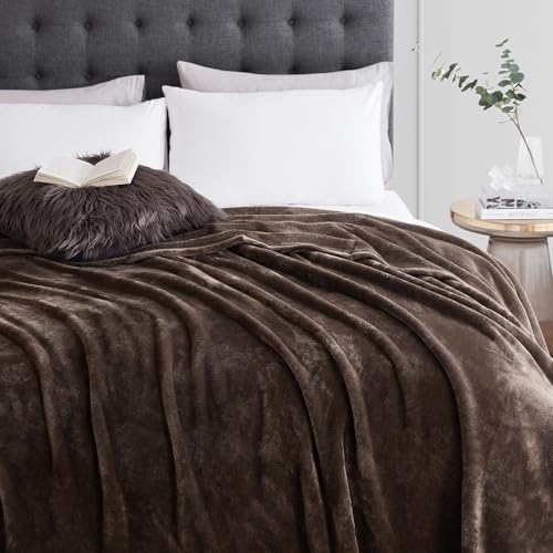Hansleep Throw Brown Fleece Blanket, Soft Flannel Bed Blanket | Fuzzy Cozy Blanket 50x60 Inches, Multi-use for Bed, Sofa, Couch, Travel, Camping, All Season Warm Lightweight Cover - color: Brown, size: Throw (50x60 Inches)
