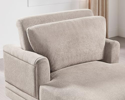 57.48'' Chaise Lounge Chair with Adjustable Backrest, Terry Camel | Chaise Lounge Chair Indoor, Modern Chaise Lounge Couch, Upholstered Leisure Recliner for Living Room, Apartment, Bedroom - color: Camel Terry