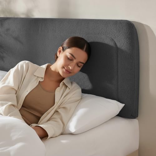 Hearth & Harbor Wall Mounted Twin Headboard Only, Bed Headboard Twin Size | Easy Assemble, Floating Peel & Stick, Upholstered Boucle, 3D Stitched Wall Panels, 5 Strips of 3M Tape Included, Grey - color: 05-grey, size: Twin