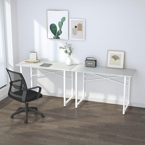 Lutown-Teen Folding Desk 47 inch No Assembly Required, White | Home Office Table for Small Spaces, Writing Gaming Computer Camping Desk - color: White, size: 47 Inch